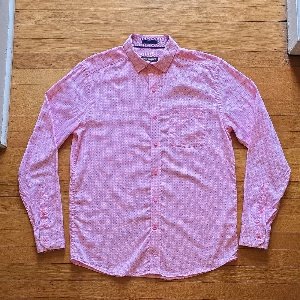 Johnston & Murphy Floral Dot Button Down Shirt, Pink & Purple, EUC, Men's S